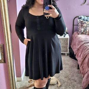 Casual Black Long Sleeve Dress